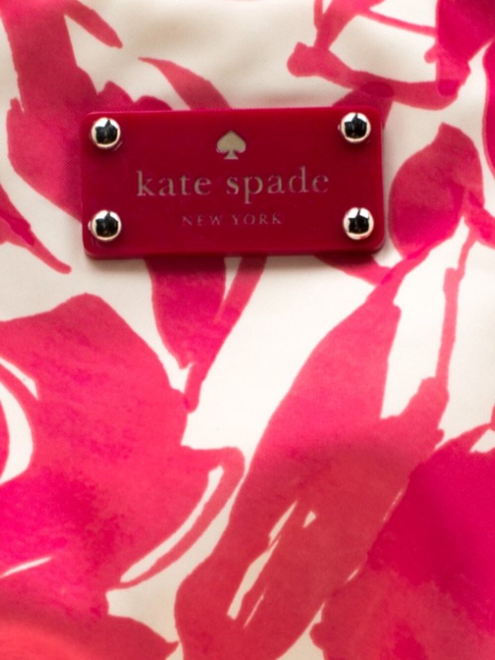 Kate Spade New York  - pink & white floral printed nylon Stevie shoulder bag